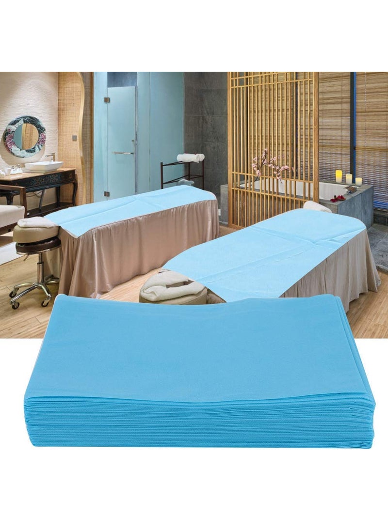 KUDIZE Disposable NonWoven Bed Sheet for Hospital Hotel Spa and Beauty Parlor 30 GSM Blue 42 x 84 Inch105 X 210 cm Pack of 50