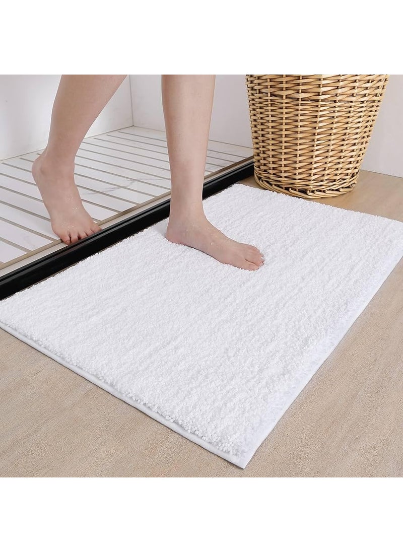 BED BATH LINEN 100 Cotton Bath Mat UltraAbsorbent Soft NonSlip Durable Soft QuickDrying Comfortable Stylish LongLasting 50cm x 76cm White Set of 2 760gms