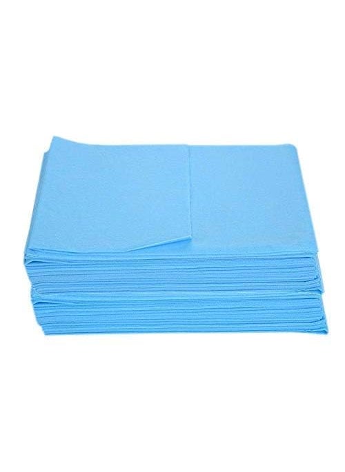 Adaamya 25 Pcs Disposable Spa Massage Thin Solid Pattern Blue Bed Sheets 25 GSM for Beauty Salon Bed Travel Table Cover Sheet