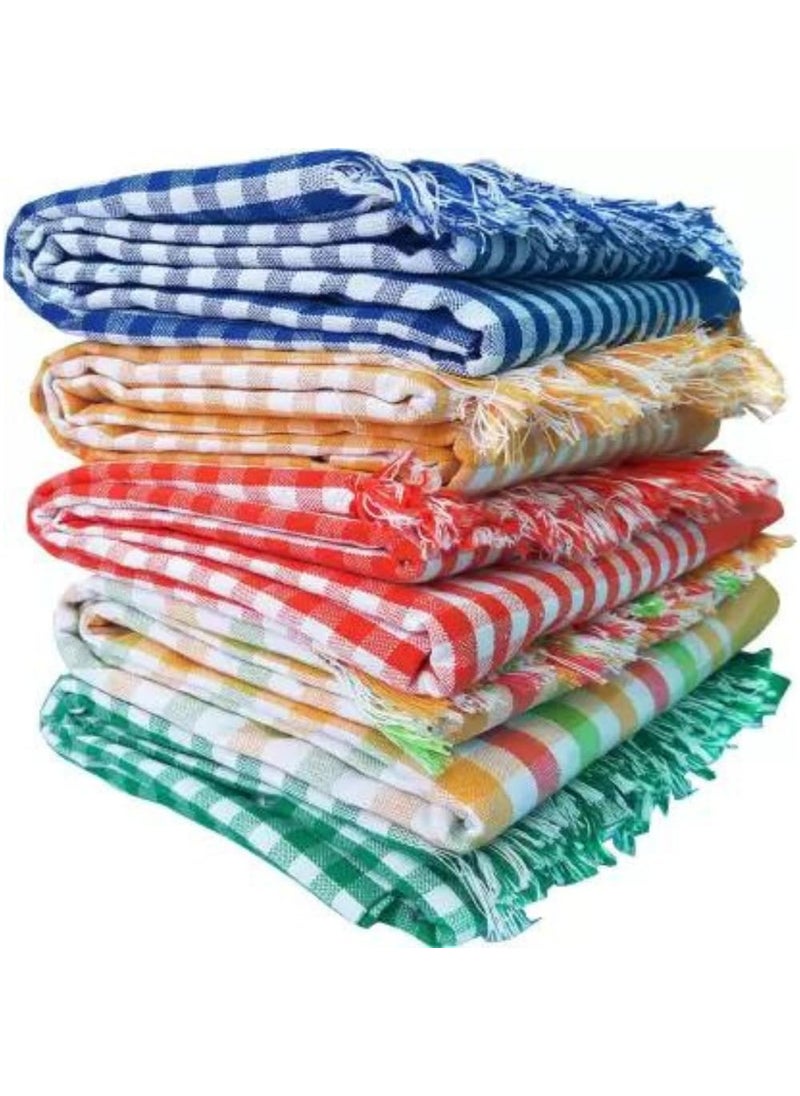 Fassify 100 Cotton Premium YD Checked Bath Towel for Men Women Kids1Year Guarantee400GSMUltra SoftSuper AbsorbentLight WeightQuick DryThinDurable30x60INCHMulticolor 5 Pack of 5 PCS