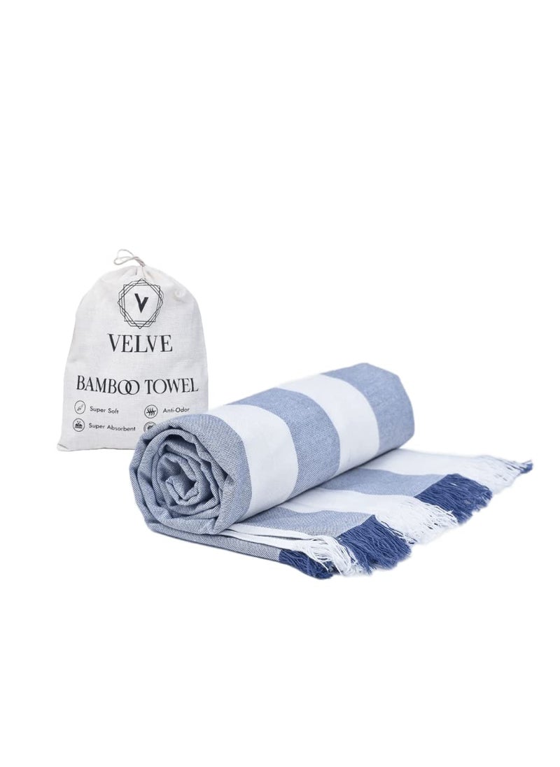 Velve Bath Towel100 Bamboo10 Days No Wash TowelDyed Using Certified NonToxic ColorsUltra SoftAbsorbentLight WeightQuick DryTowel For BathTravelYogaGymBeachRoyal Blue250 TC