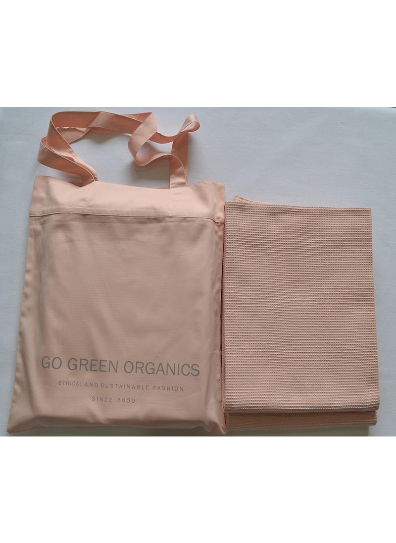 GO GREEN ORGANICS Waffle Bath Towel Pack of 2 305x58 INCHES 100 Organic Cotton GOTS Certified Pearl Blush Super ABSORBANT Quick Dry NO SOFTENERS Crisp Feel