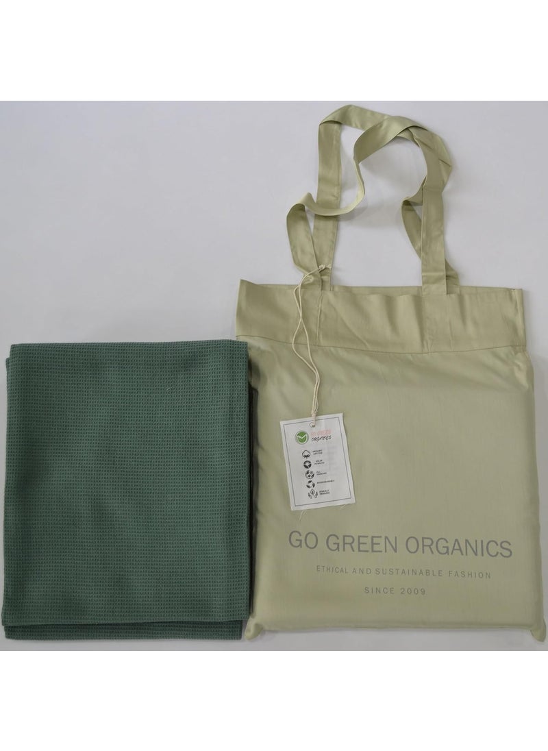 GO Green Organics Waffle Bath Towel Pack of 2 305x58 INCHES 100 Organic Cotton GOTS Certified Forest Green Super ABSORBANT Quick Dry Crisp Feel