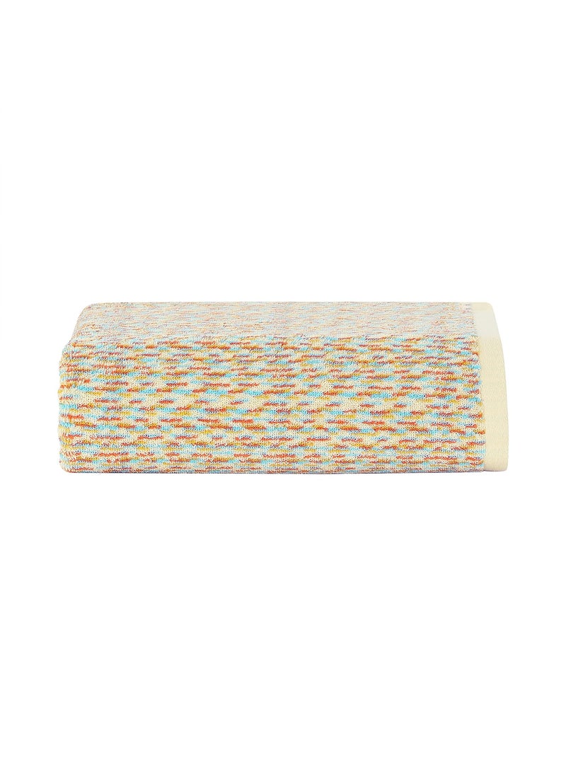 SPREAD SPAIN Premium Cotton Towel 27x 55 Inches Luxury Bath Towel Multi Chambray Design Highly Absorbent Super Soft for Luxury Hotel Spa Beach 550 GSM Yellow