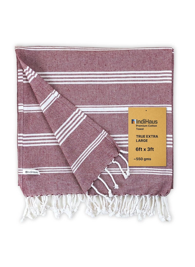 IndiHaus Premium Extra Large Cotton Towel 6Ft X 3Ft Soft Absorbent And Comfortable Towels For Bath Large Size Quick Dry For Bath Gym Travel Earthy Crimson250 Tc