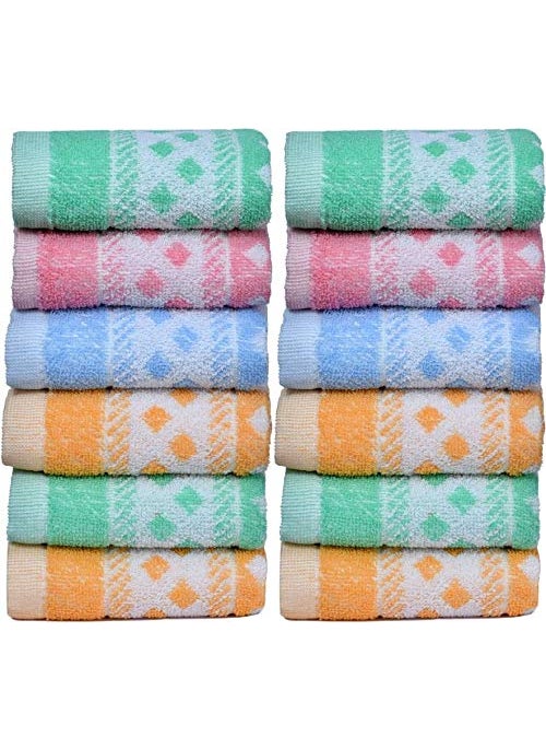 HSR Collection Premium Cotton Hand Towel Set of 12 Pieces 120 GSM Multicolor