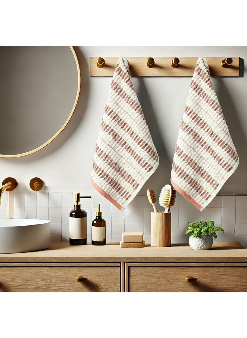 MYTRIDENT Indulgence by The Fireplace 2 pc Hand Towel SetSuper SoftIntricate DesignSuper Soft 40 CM X 60 CMFossil