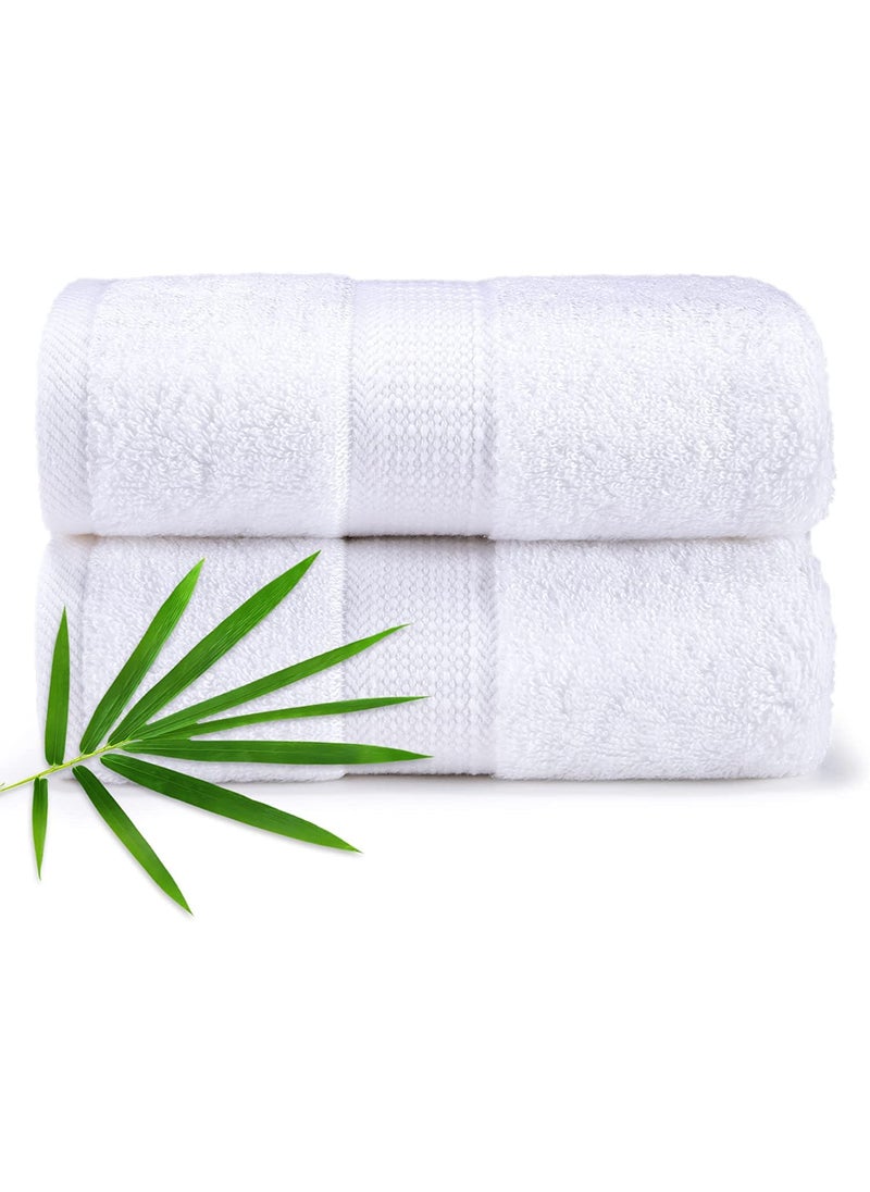 TIQH Bamboo Cotton Thick and Plush Hand Gym Workout Hand Towel Set of 2 White