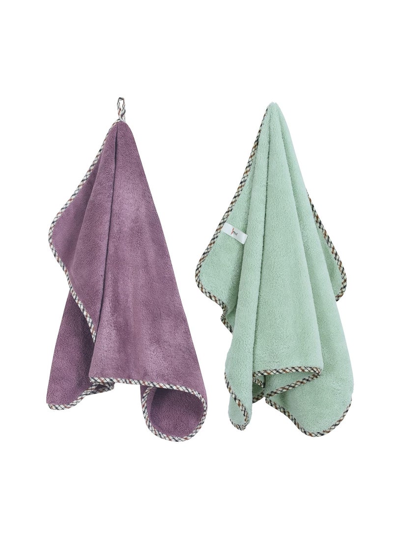 SPREAD SPAIN Microfiber Hand Towels Set of 2 Super Soft Highly Absorbent 360 GSM Hand Towel for Gym Workout Towels Hanging Loop 40x60cm OliveFashion Fruit