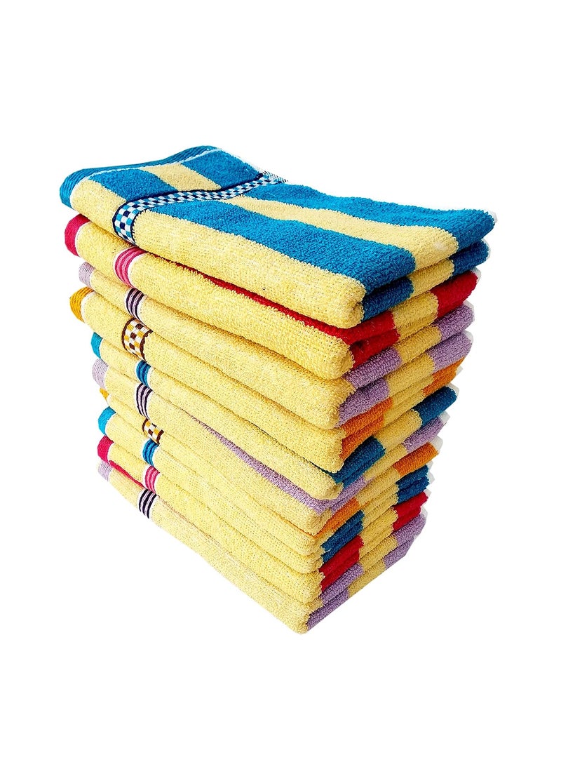 Space Fly Cotton Hand Towels High Absorbent for Kitchen and Bathroom Size 11X 17 inch Set of 10_Cabana Multi Color