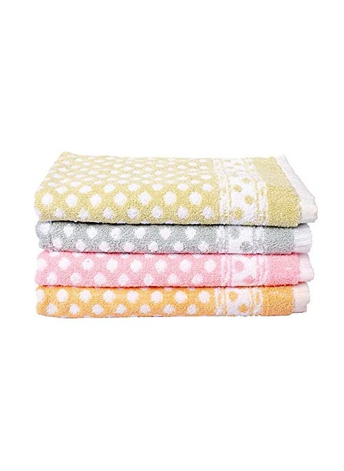 JENNY DENIAL 100 Cotton Hand Towels wash Basin Dot Printed Light Color Soft absorbant 450 GSMSize Medium 14 21 Combo Pack of 4pcs