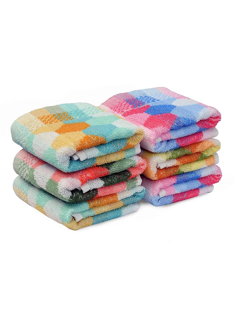 Outlay Home 100 Cotton Hand Towels Set 14 x 21 Inches 6 Pieces Multicolor