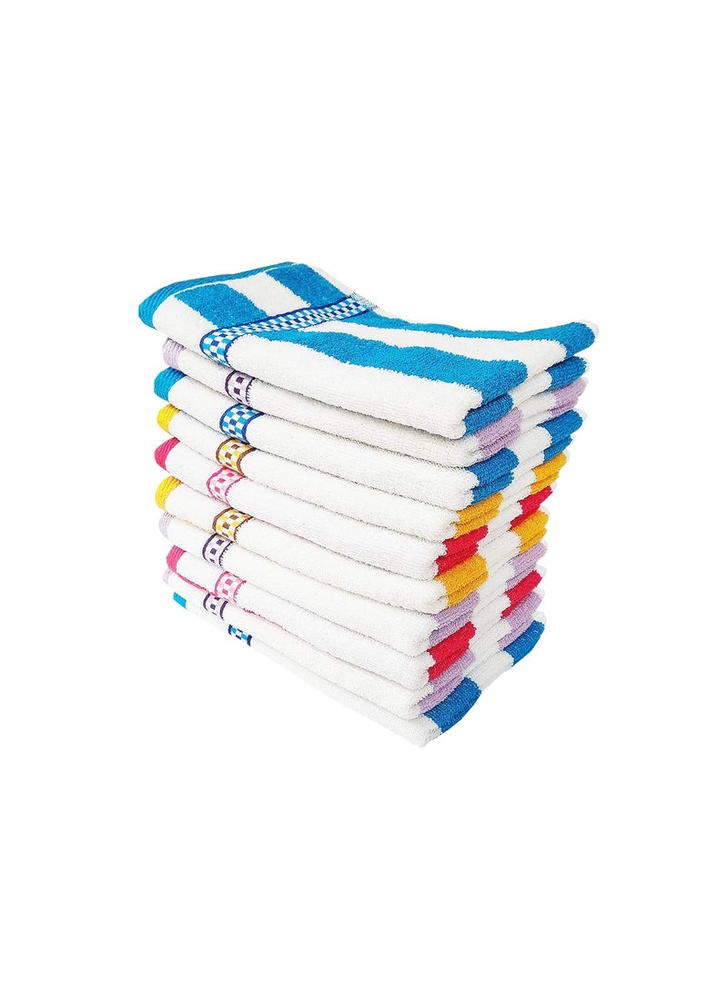 Space Fly Cotton Cabana Striped Hand Towels High Absrobent for Kitchen and Bathroom Size 11X 17 inch Set of 10