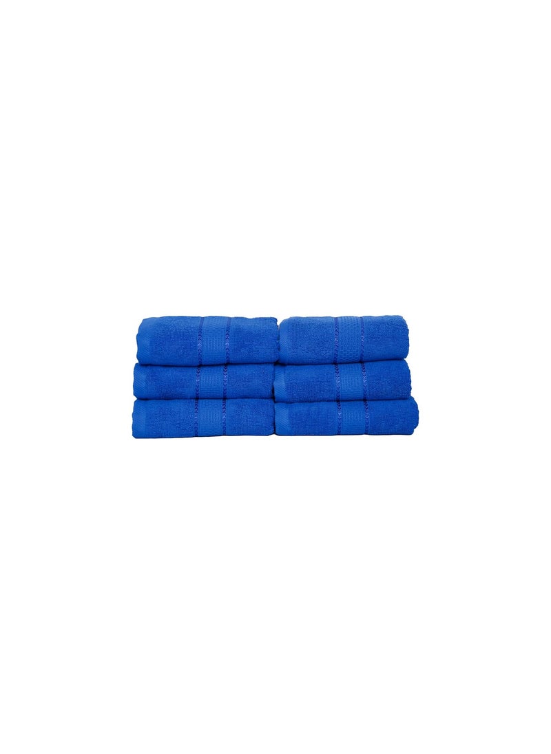 VISHWA Cotton Blend Hand Towels for Men Women Highly Absorbent Super for Bathroom Hotel Spa Shower 16X24 in_Blue Pack of 6