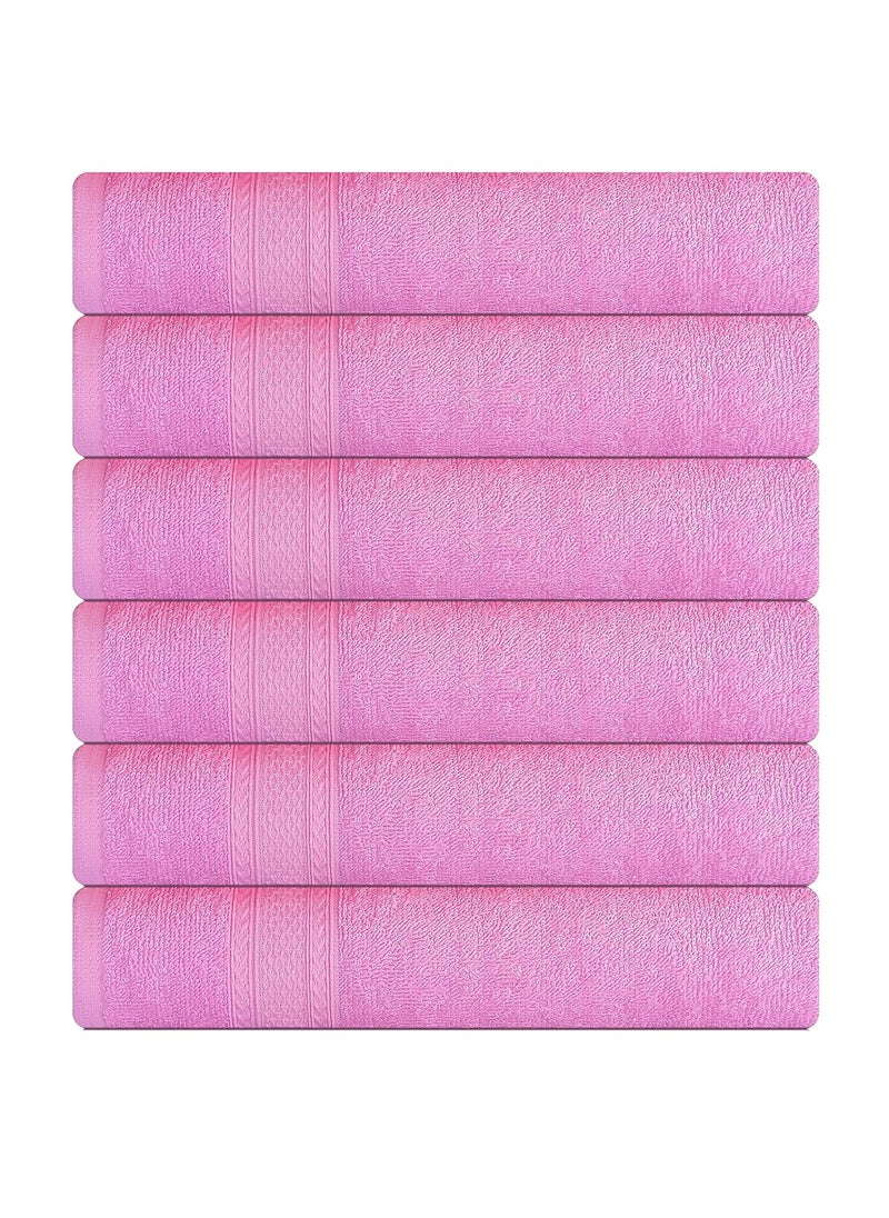 KSC Shop Royal Multicolor Cotton Hand Towels Set of 6 Hand Towels Bathroom Towel Bathroom Napkin 60 cm x 40 cm Baby Pink