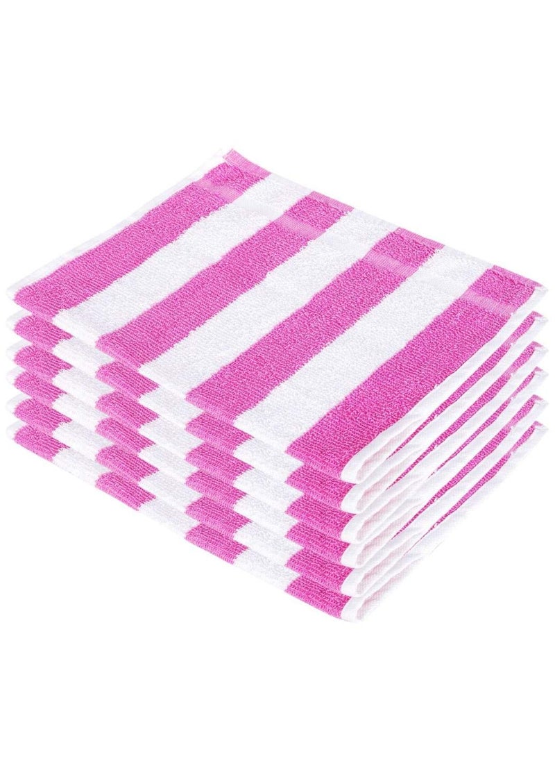 Cool Dealzz Stripe Cotton Hand Towel Set 12 Pieces Pink