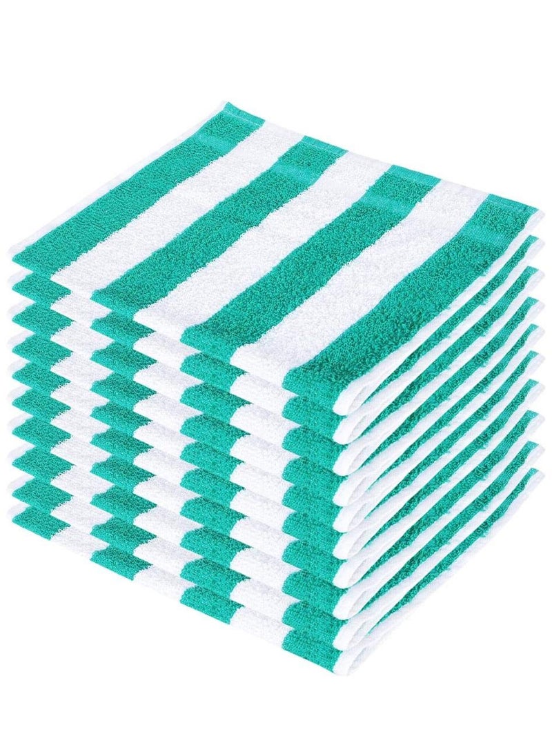Cool Dealzz Stripe Cotton Hand Towel Set 12 Pieces Green