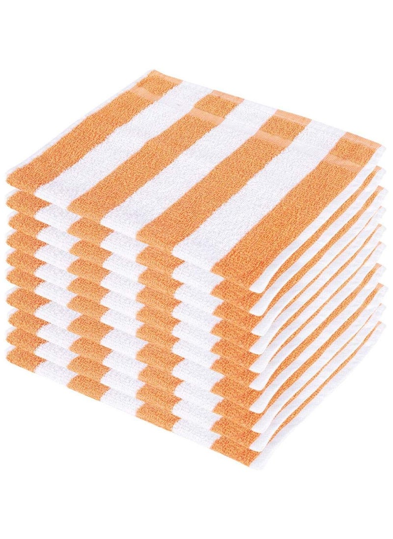 Cool Dealzz Stripe Cotton Hand Towel Set 12 Pieces Orange