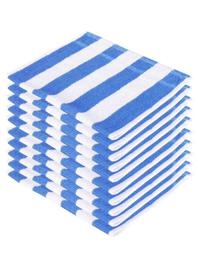 Cool Dealzz Stripe Cotton Hand Towel Set 12 Pieces Blue