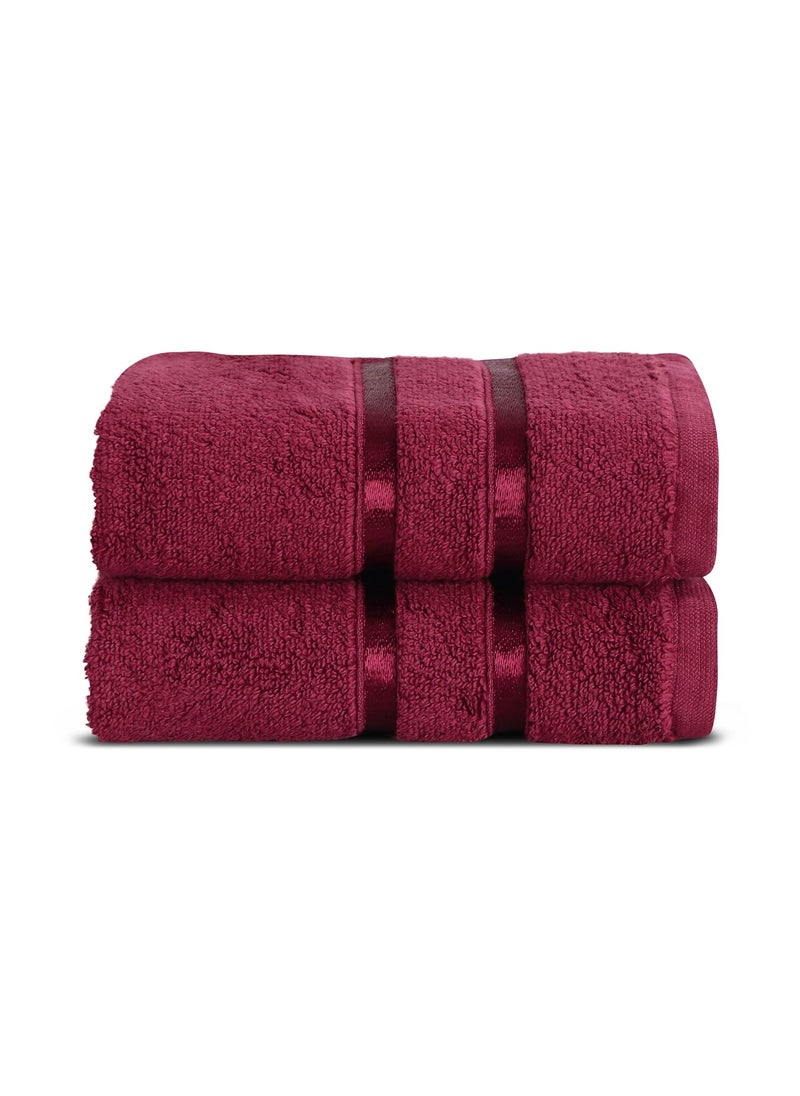 SPREAD SPAIN 100 Cotton Roman Hand Towel Set of 2 600 GSM Soft Fluffy Super Absorbent Quick Dry Towels for Pool Spa and Gym 40x60cm Marsala New