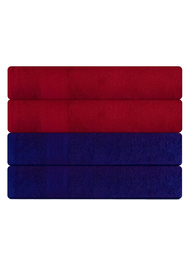 KSC Shop Royal Cotton Hand Towels Set of 4 60x40 cm 2 Maroon and 2 Navy Blue