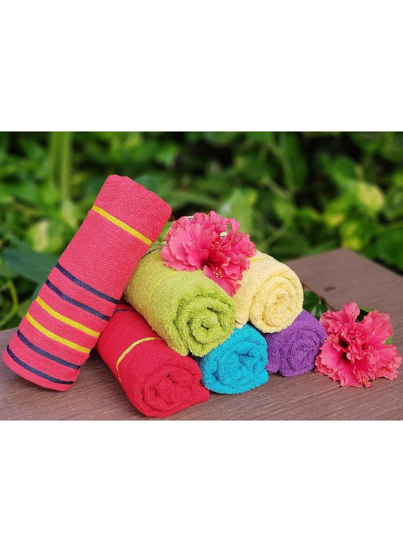 KSC Shop Elegant Multicolor Cotton Hand Towel Set Stripe Design Set of 6 Hand Towels Bathroom Towel Bathroom Napkins