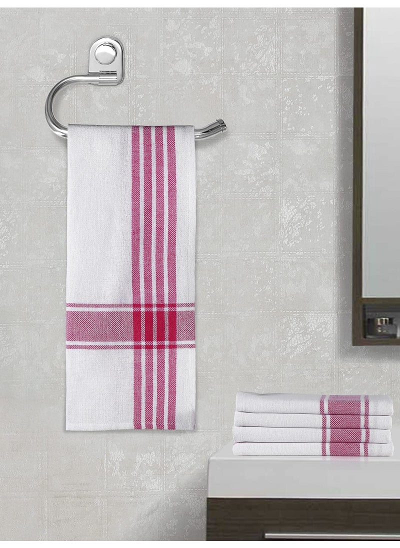 Arrabi Pink Stripes Handwoven Cotton Hand Towel Set of 5 ARHT1015x5