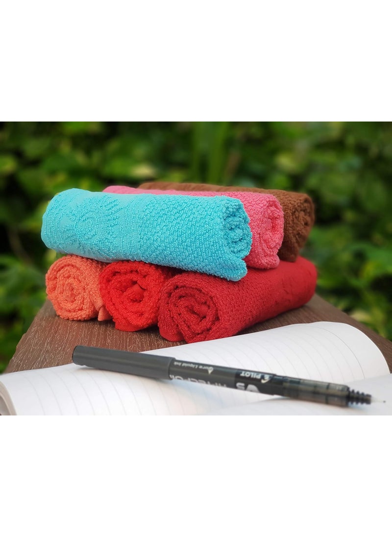 KSC Shop Jacquard Flower Design Multicolor Cotton Hand Towel Set of 6 Hand Towels Bathroom Towel Bathroom Napkin