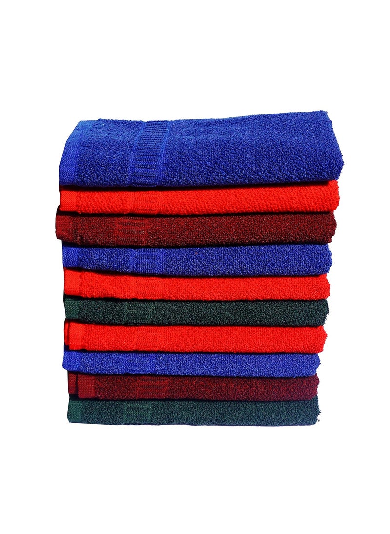Space Fly Cotton Plain Hand Towels High Absrobent Set of 10 13 inch X 20 inch_Multi Color