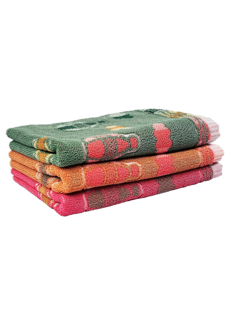 JENNY DENIAL 100 Cotton Hand Towels Set of 3 Soft Absorbent 450 GSM Multi Color Size 16 24 Inch