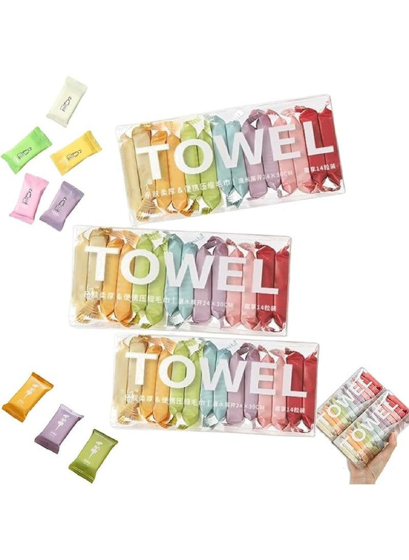 KASQUE Compressed Towels Tablets Disposable Face Compressed Towels 28 x 24 cm Soft Wipe Face Washcloths Portable Coin Tissue Paper for Outdoor Travel Camping Hotel Beauty Salon Pack of 42