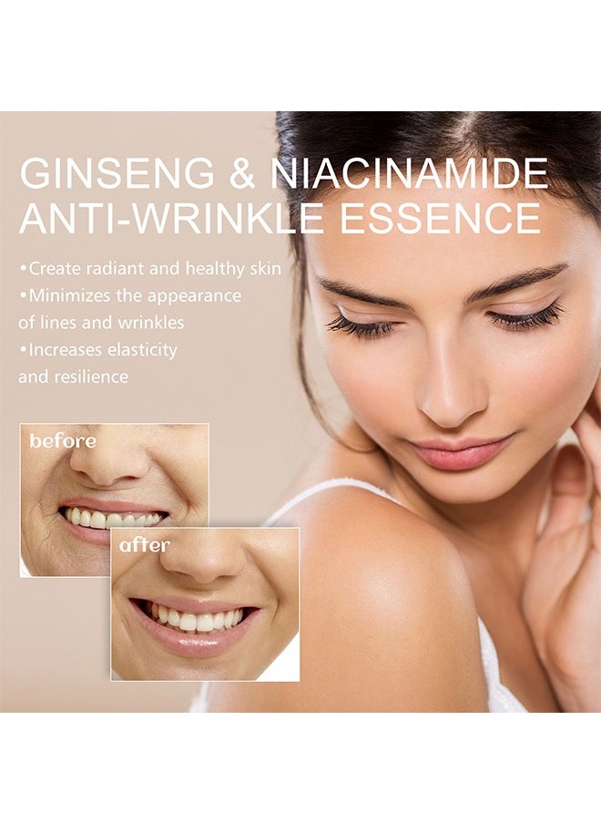 Ginseng，Ginseng And Niacinamide Anti-Wrinkle Essence, Ginseng Anti Ageing Serum For Women, Fade The Eyes Of Fine Lines And Lines, Tighten The Face, Moisturize The Skin Essence-100ml