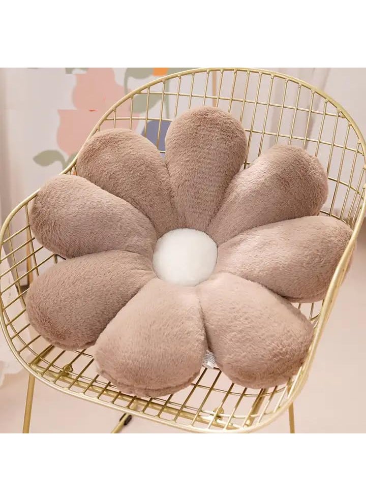 AVS Flower Shaped Floor Pillow Flower Round Filled Cushion Pillow Beautiful Cushion for Sofa BedroomThrow Pillow Living RoomOffice Back Cushion Pack of 1 Size 35 Cm Brown