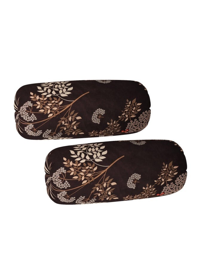 Royal Trend Cotton Chenille Bolster Round Pillow Covers 16 X 32 Inch Brown Pack Of 4