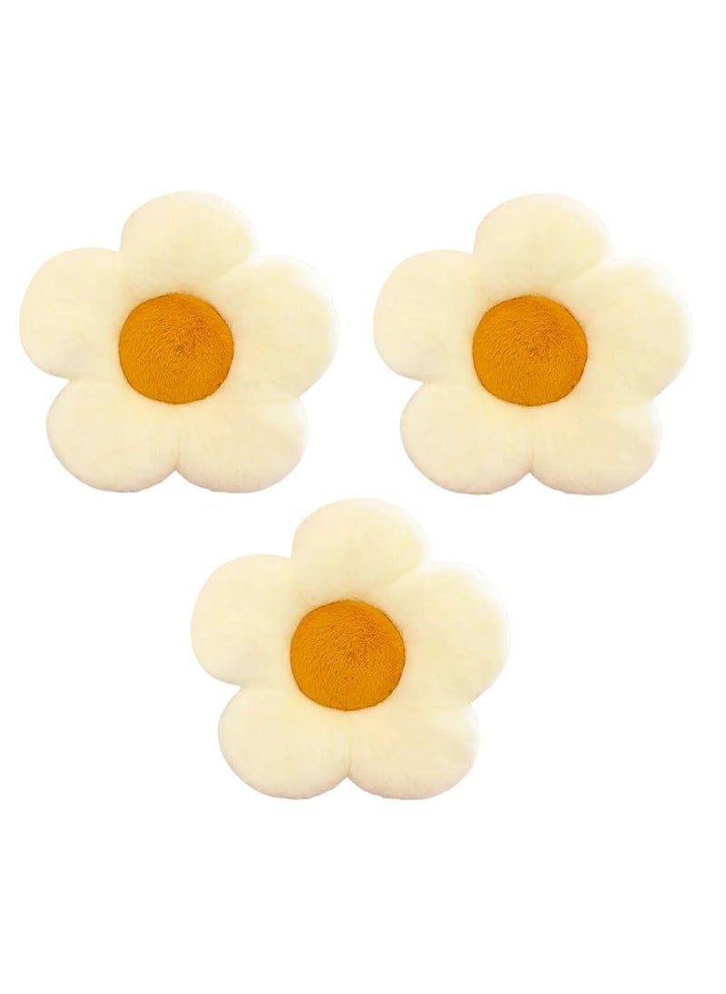 AVS Flower Shaped Cushion for Sofa Soft Floor Pillow Cushion Seating Pad Sunflower Chair Cushion Throw Pillow for Comfort Home Decoration Cushions for Living Room Bed Sofa Set of 3 Cream