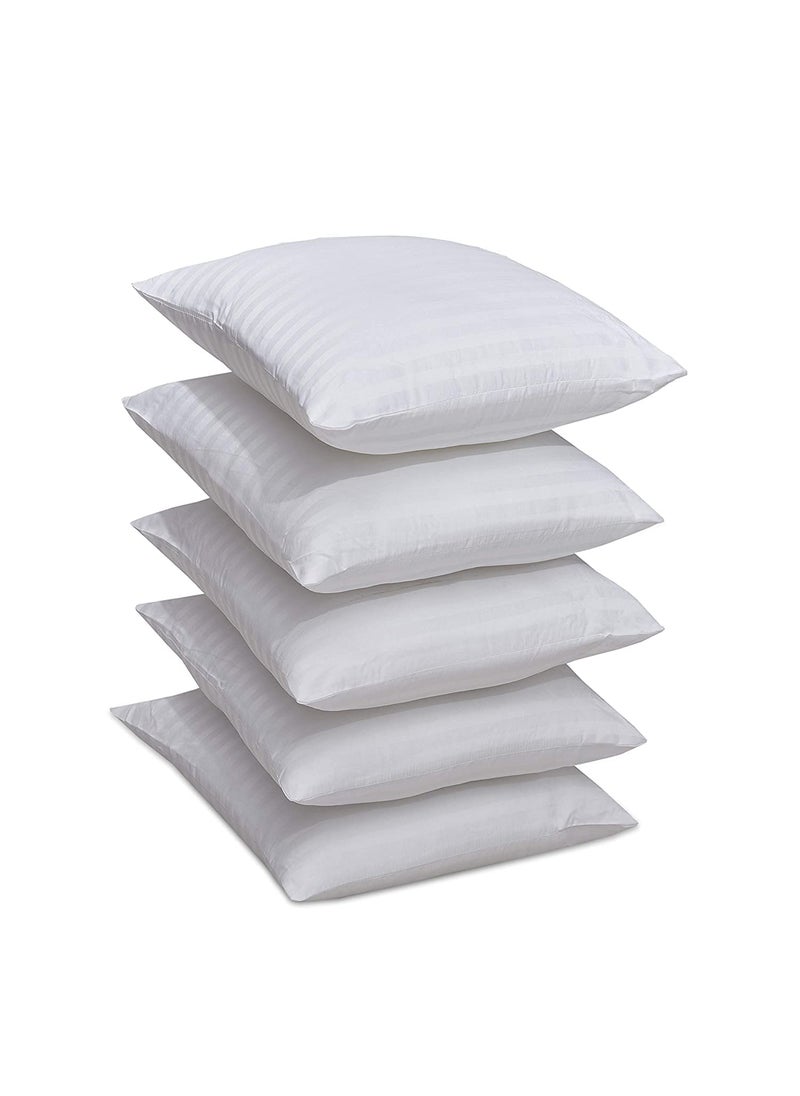 LASER WINGS Hotel Quality Hollow Fiber Satin Filler Cushion 16X16 Inches White Set of 5