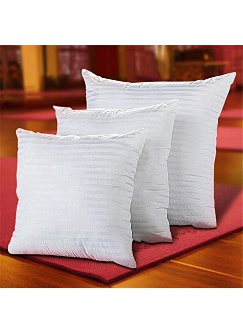 LASER WINGS Cotton Hollow Fiber Filler Cushion White 24X24 Inches Set of 3