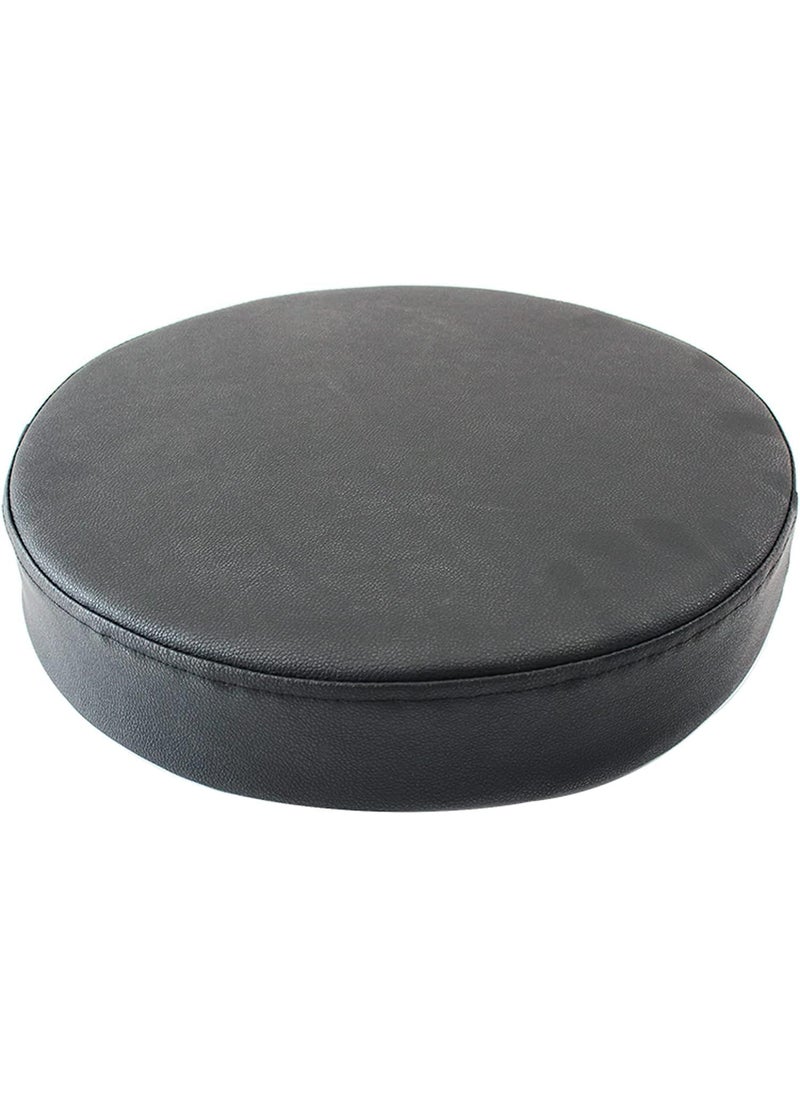 INDIDECOR 802045 Waterproof Cushion Round PU Leather Seat Cushion Solid Color Ultra Soft Thick Chair Pad Meditation Pillows Floor Cushion Great for Garden Patio 40x40cm16x16in Black
