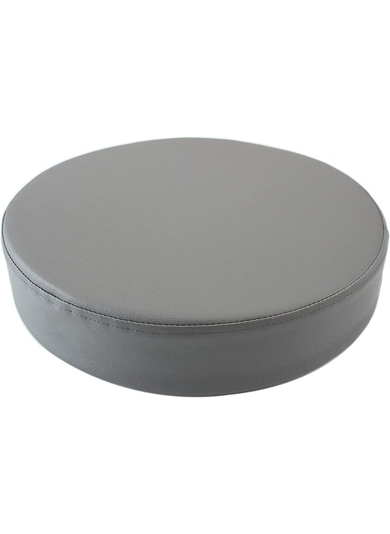 INDIDECOR 802046 Waterproof Cushion Round PU Leather Seat Cushion Solid Color Ultra Soft Thick Chair Pad Meditation Pillows Floor Cushion Great for Garden Patio 40x40cm16x16in Grey