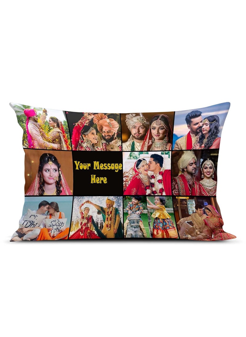 MUKESH HANDICRAFTS Photo CushionPillow for Gift to HusbandWifeMotherFatherGirl BoyBest Friend on BirthdaysValentineRakhi with Filler Size 12x18 inches Colour Multi Style 45