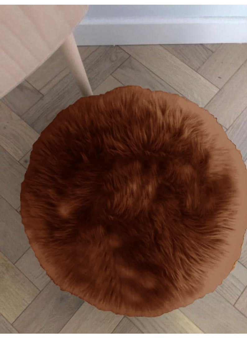 PICKKART Cushion Round Fur Pillow for Living Room Sofa Bedroom Extra Soft Fluffy Stuffed Pillow 16 x16Inch Coffee Brown 1