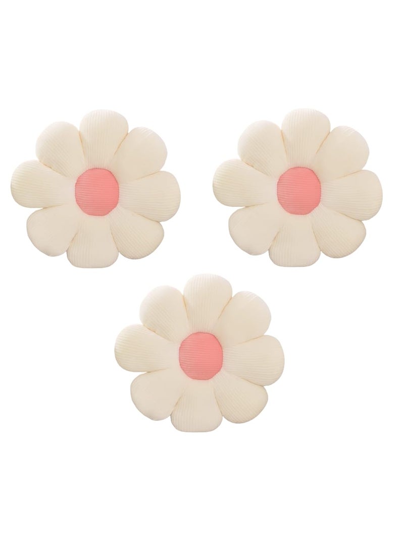 AVS Flower Shaped Floor Pillow Flower Round Filled Cushion Pillow Beautiful Cushion for Sofa BedroomThrow Pillow Living RoomOffice Back Cushion Pack of 3 35 Cm White
