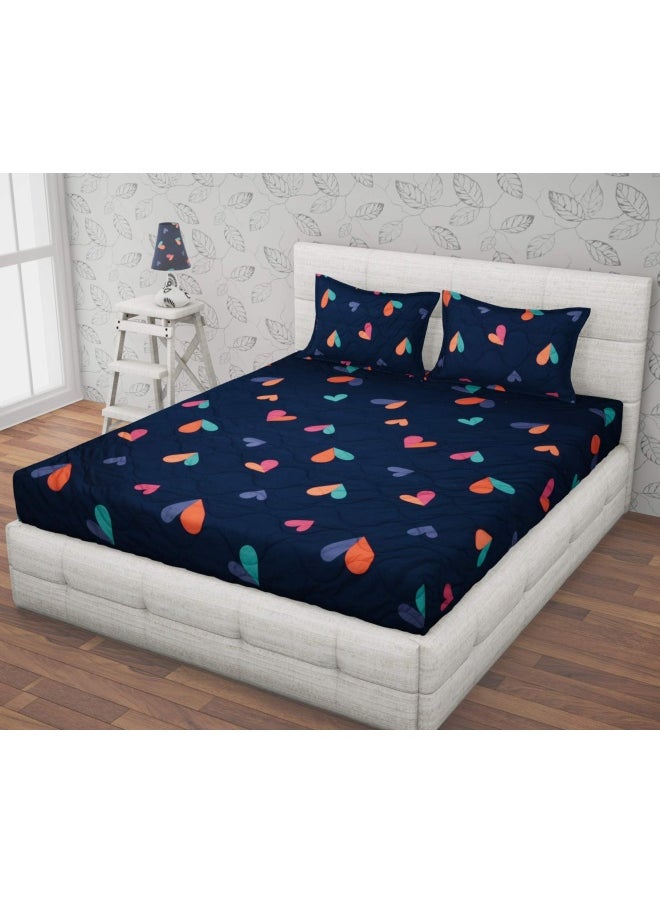 Rrc Gless Cotton Elegant Polycotton Elastic Fitted Bedsheet With 2 Pillow Covers 60X78Inches Elastic On All Around Side To Grip The Mattress