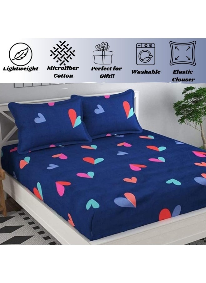 Rrc Gless Cotton Elegant Polycotton Elastic Fitted Bedsheet With 2 Pillow Covers 60X78Inches Elastic On All Around Side To Grip The Mattress