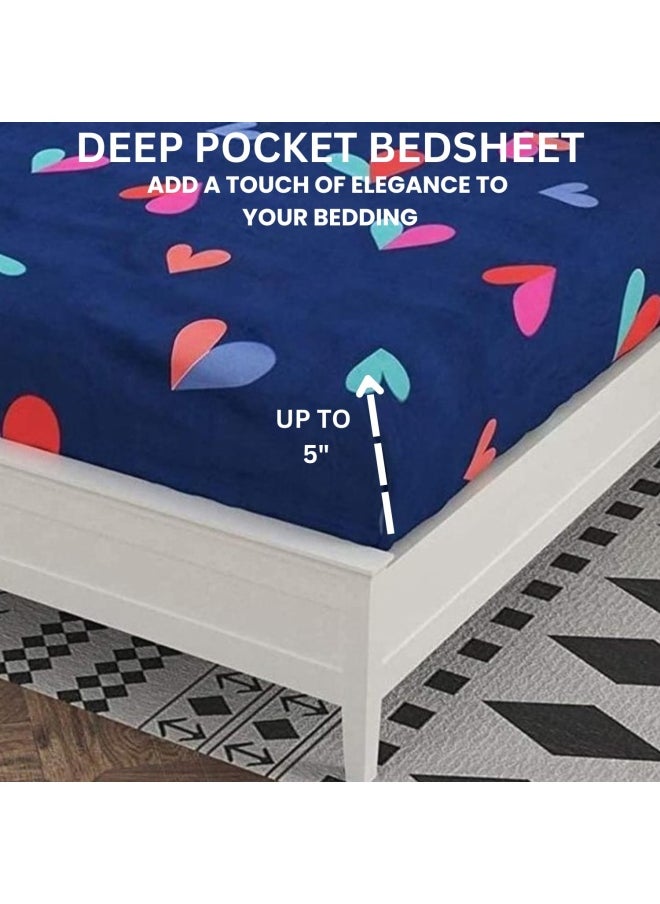 Rrc Gless Cotton Elegant Polycotton Elastic Fitted Bedsheet With 2 Pillow Covers 60X78Inches Elastic On All Around Side To Grip The Mattress