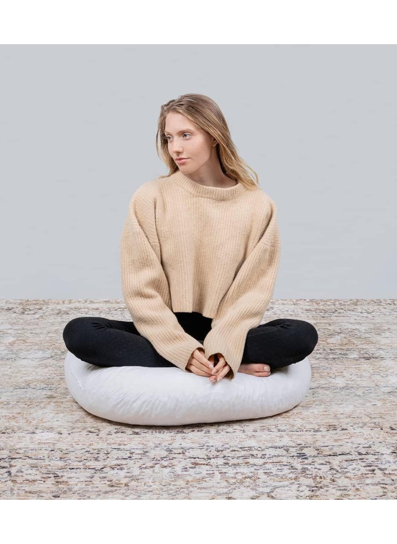 INDIDECOR 802064 Floor Pillow Round Insert 32 inch Pillow Floor Cushion Large Size for Lounging Gaming Decor Yoga and More Off White