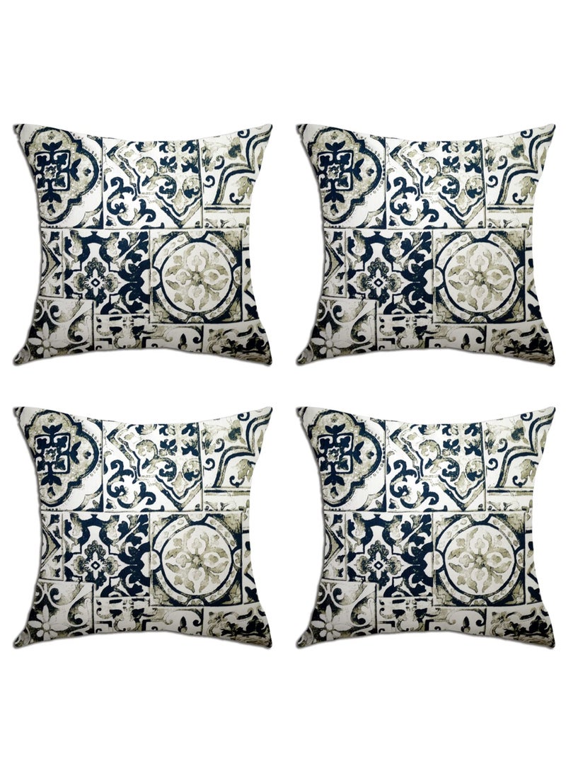 A A Fabrics Abstract Printed Cotton Cushion Cover Set 4 16X16 Slip Covers 16 Inch X 16 Inch Kushan Pillow Cover for Sofa Home Office Car Bedroom and Living Room