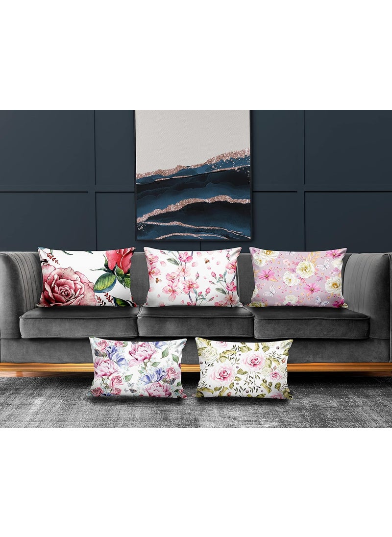 Ultimate Trends Polyester Digital Modern Printed Pillow Cover 12x18 Set of 5 Multi Color UTCS1052