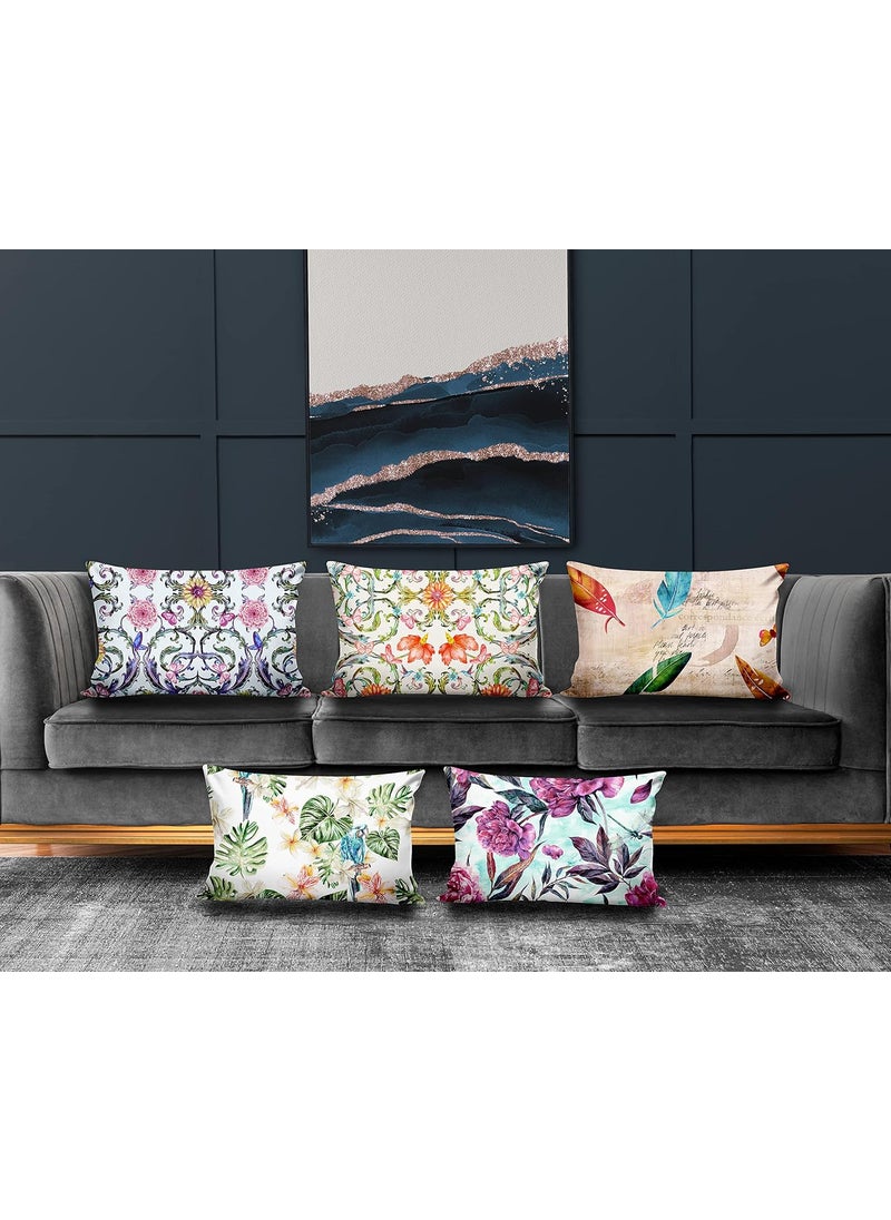 Ultimate Trends Polyester Digital Modern Printed Pillow Cover 12x18 Set of 5 Multi Color UTCS1048