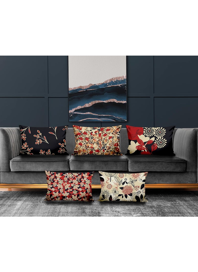 Ultimate Trends Polyester Digital Modern Printed Pillow Cover 12x18 Set of 5 Multi Color UTCS1030